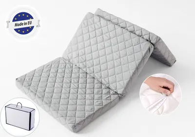 Obrázok produktu pre Skladací matrac cestovný matrac v troch rozmeroch 60x120 70x140 70x200 cm, sivý 7 cm vysoký, skladací matrac cestovná postieľka matrac do postele pre hostí skladací - pre detskú cestovnú postieľku alebo ako matrac pre hostí 120 x 60 cm