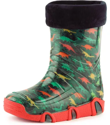 Produktbild von Ladeheid Kinder Mädchen Jungen Gummistiefel gefüttert Swk 205 (Dunkles Türkis Dinosaurier, 21/22 EU)