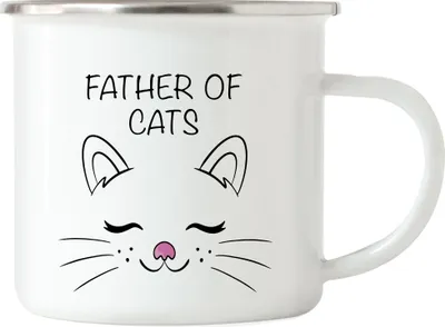 Produktbild von Father of Cats Emaille-Tasse Katzen-Papa Geschenk Katzenliebhaber Katzenbesitzer Katzen Kätzchen Kaffeetasse