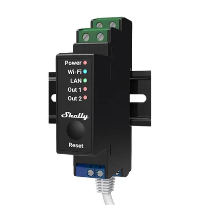 Productafbeelding van Shelly Pro2 elektrische relais, zwart, blauw, groen