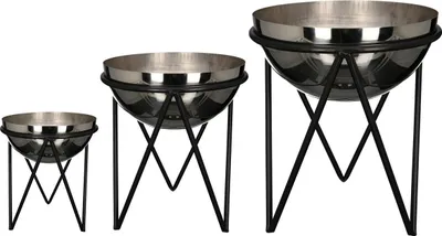 Produktbild von Casablanca Pflanzschale "Pianta" Edelstahl / Metall . silberfarben / schwarz zum Stellen Schale Ø 21 cm H= 25 cm Ø 21 cm 50323