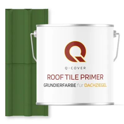 Produktbild von Grundierfarbe für Dachziegel Grasgrün RAL 6010 5 L | wetterfeste Dachbeschichtung | für Ziegel, Beton, Eternit | UV-beständig | Q-COVER