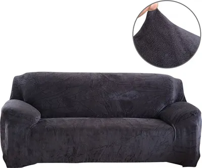 Produktbild von (3-Sitzer, dunkelgrau) Sofabezüge aus Stretch-Samt, rutschfeste Sofabezüge, Couchbezüge, elastischer Möbelschutz