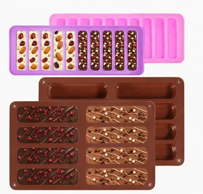 Produktbild von Silikonformen, Silikon Backform, Silikonform, Schokoladenform Silikon, Backen, Silikonformen Backen, Riegelform Silikon, Backform Silikon, Silikonform Riegel, Müsliriegel Backform
