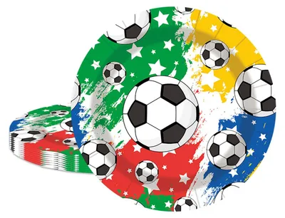 Fußball-Partygeschirr-Set, 10 Teller, 23x23x2,1 cm, Papier