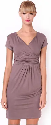 Produktbild von Damen MAMA Minikleid V-Ausschnitt Umstandsmode; Cappuccino M/L 38/40