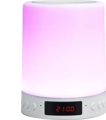 Zdjęcie produktu dla Głośnik Bluetooth z budzikiem Kolorowe światło nocne Dotykowa lampa biurkowa LED
