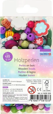 Produktbild von Holzperlen Schmetterling mit Kordel 155 Stück