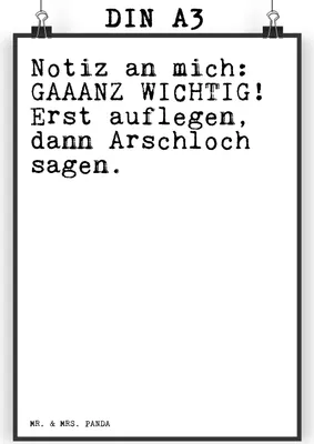 Produktbild von Mr. & Mrs. Panda Bild Notiz an mich: GAAANZ... DIN A3 - Weiß - Geschenk, Wandbild, Plakat, drucke, Single, Wanddekoration, Freundin, Frau, Exfreund, Spruch, Sprüche