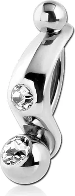 Produktbild von Intimpiercing Christina Piercing 316L Chirurgenstahl Mini Bauchnabel Banane Schild Kristall Bananabell Z552_1k