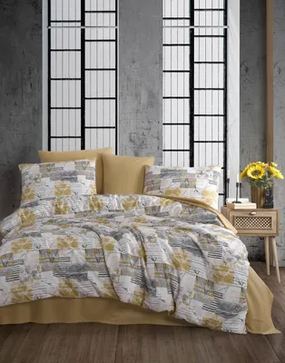 Produktbild von L'Essentiel Linge de Maison, Serra - Yellow, King-Size-Bettbezug-Set (FR), Gelb, 50 % BAUMWOLLE / 50 % POLYESTER, 240 x 220 cm