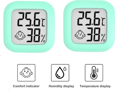 Produktbild von 2X DigitalesThermo-Hygrometer für Innenräume, LCD Thermometer Temperatur Luftfeuchtigkeitsmessgerät