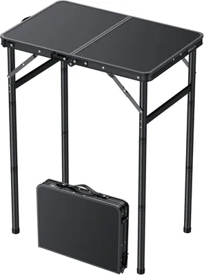 Produktbild von Klapptisch 60x40 cm, Aluminium, höhenverstellbar 27,3-74,7 cm, schwarz, für Camping