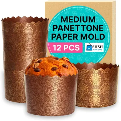 Produktbild von Backformen aus Antihaft-Papier, 12 Stück, 11 x 8,5 cm, für Panettone und Ostergebäck