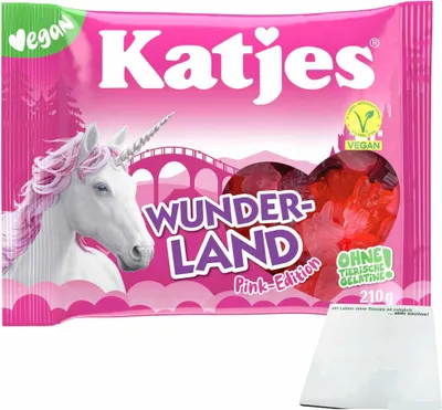 Produktbild von Katjes Wunderland Pink (210g Beutel) + usy Block