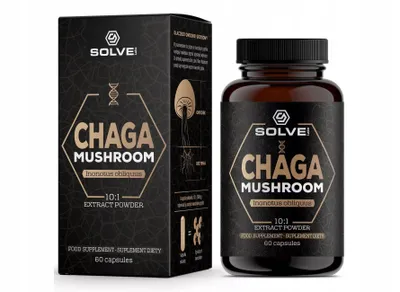Produktbild von SolveLabs Chaga (subkortikale Glossophore) 10:1 Extrakt 60 Kapseln