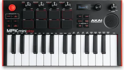 Produktbild von Akai MPK Mini Play Mk3, 25 Schlüssel, Tasten, Drehregler, Schwarz, Schwarz, USB, 317 mm