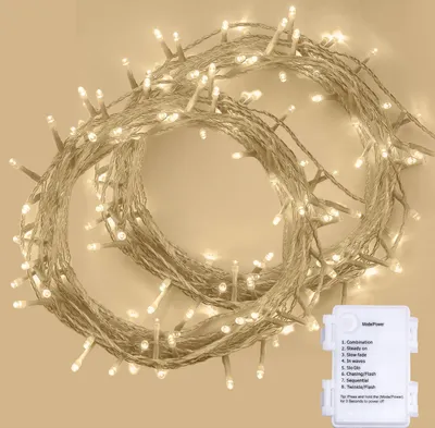 LED Lichterkette 50er 5m Warmweiß Timer Doppelpack