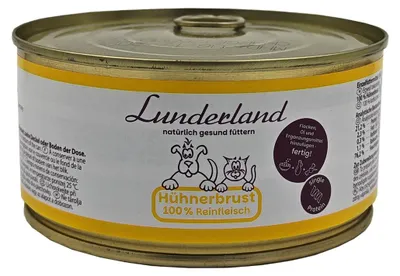 Produktbild von Lunderland Hühnerbrust 300g Reinfleisch Hundefutter Nassfutter 100 % Hühnerfleisch für Hunde und Katzen