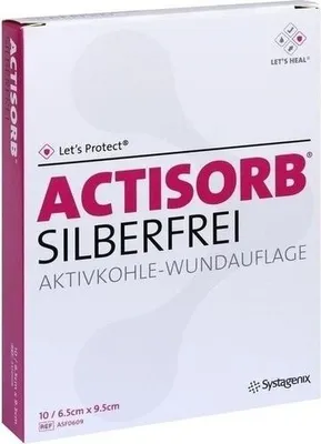 Zdjęcie produktu dla Actisorb Silver Free 6,5x9,5 cm węgiel aktywowany 10 szt