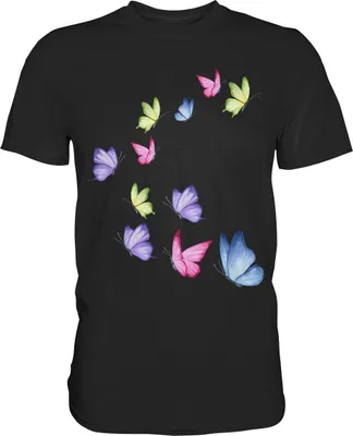 Produktbild von Bunte Schmetterlinge T-Shirt – Black / XL