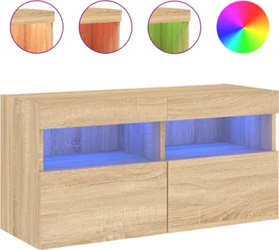Produktbild von vidaXL TV-Wandschrank mit LED-Leuchten Sonoma-Eiche 80x30x40 cm