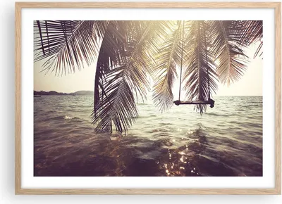 Produktbild von Gerahmtes Poster - Rahmen in heller Eiche - Meer Palme Wasser - 70x50 cm - Wand Bild - Wanddeko - Wandbilder - Wandposter - Bilderrahmen - Bilder - Kunstdruck - Wandbild - P2NAA70x50-3634