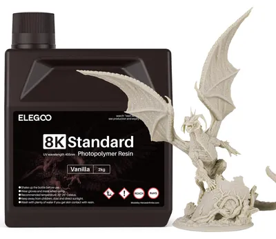 Image de Résine photopolymère rigide standard ELEGOO pour imprimante 3D, format 8K, couleur vanille, 2 kg – Vanille, 2000 g