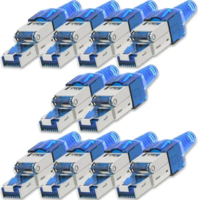 Produktbild von NEXMEX 10x Netzwerkstecker Cat 7 CAT7 RJ45 Stecker Werkzeuglos Metall 10GBit/s