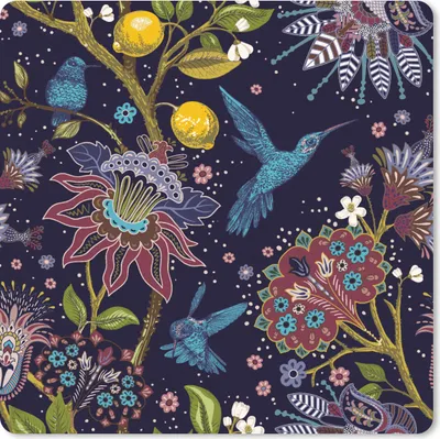 Produktbild von MuchoWow® Mauspad Mousepad Muster - Vogel - Blume 20x20 cm - Mousepads - Maus Mat - Pad - Mausunterlage - Desk Mat - Bureauartikeln