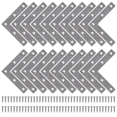 Productafbeelding van Solidchoice - 20 Stuks L-vormige Stalen Hoekbeugels voor Meubelherstellingen