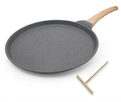 Image de Poêle antiadhésive pour crêpes - Poêle en fonte d'aluminium de 30 cm, compatible avec les plaques à induction