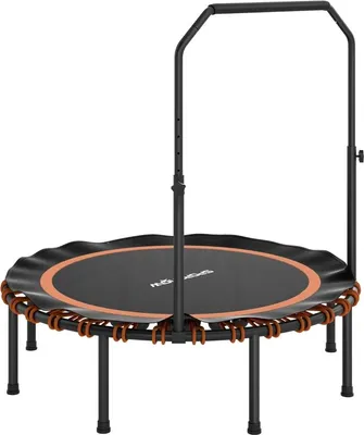 Obrázok produktu pre Fortuna Lai Fitness trampolína s nastaviteľným madlom, športová trampolína pre vnútorné a vonkajšie použitie, oceľ, plast, oranžová