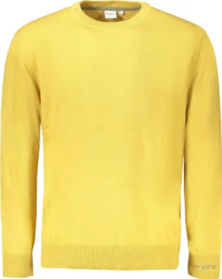 Produktbild von Gelber Herrenpullover mit Rundhalsausschnitt und Stickerei