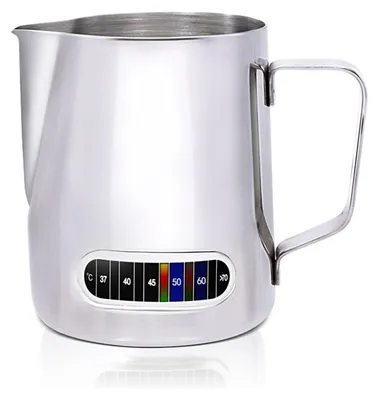 Obrázok produktu pre 12oz nádoba na napenenie mlieka s teplotným displejom Nerezový hrnček na napenenie mlieka pre Latte Art Barista