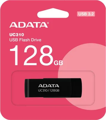 Zdjęcie produktu dla Pamięć USB ADATA UC310 o pojemności 128 GB w kolorze czarnym z interfejsem USB 3.2 Gen1