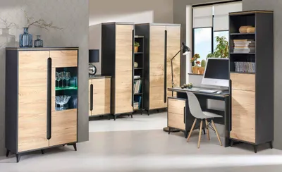 Produktbild von Moderne Büro Zimmer Set Office Einrichtung Komplett Set Möbel Tisch Schrank 7tlg