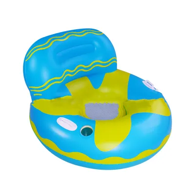Imagen del producto de Sillón inflable de PVC para agua, ideal para la playa o el lago, color azul, dimensiones: 105x105x70 cm