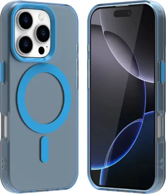 Obrázek produktu pro Pouzdro pro iPhone 16 Pro, kompatibilní s MagSafe, tenké poloprůhledné matné nárazuvzdorné pouzdro na telefon Modrý