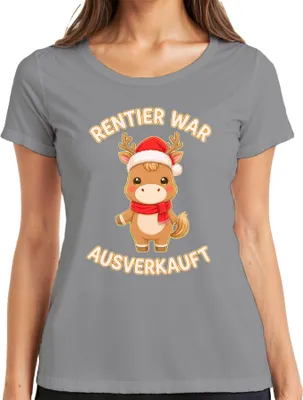 Produktbild von Rentier war t Weihnachten süß Geschenk Kinder lustig Damen T-Shirt, Grau, M