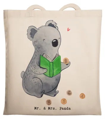 Produktbild von Mr. & Mrs. Panda Schultasche Koala Münzen sammeln - Transparent - Geschenk, Laptoptasche, Numismatik, Shopping Tasche, Tote Bag, Jutebeutel, aus Aller Welt, canvas
