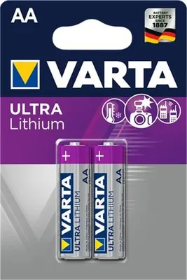 Obrázek produktu pro Varta 06106, Baterie na jedno použití, AA, Lithium, 1,5 V, 2 kusů, 2900 mAh