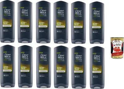 Produktbild von D.Men+Care Sport Care Active + Fresh Body, Face & Hair Wash 12x250 ml+ Italian Gourmet polpa 400g