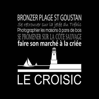 Image de Tableau sur toile Le Croisic noir 30x30 cm, Tableau mural moderne pour décoration intérieure
