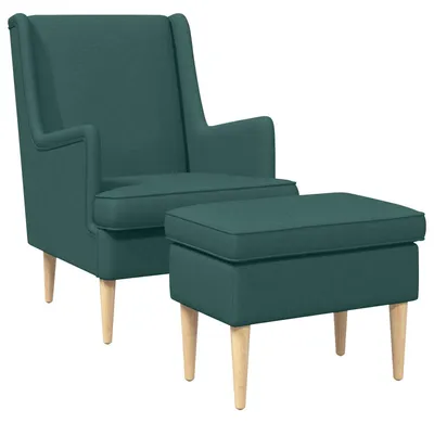 Image de Fauteuil vidaXL avec repose-pieds, lot de 2, tissu vert foncé