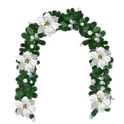 Immagine prodotto di Jiubiaz 270cm ghirlanda di Natale 50 LED luci fiabesche ghirlanda di abete decorazione di Natale Argento