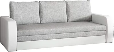 Produktbild von Sofa mit Schlaffunktion und Bettkasten, Couch für Wohnzimmer, Schlafsofa Federkern Sofagarnitur Polstersofa Wohnlandschaft mit Bettfunktion - SYLVIANO (Hellgrau +Weiß (Sawana 21+Soft 17)