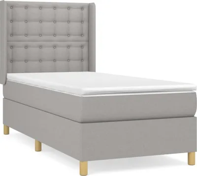 Produktbild von Boxspringbett mit Matratze Hellgrau 90x200 cm Stoff