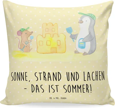 Produktbild von Mr. & Mrs. Panda 40x40 Kissen Sommerfreude - Gelb Pastell - Geschenk, Sommer, Sommerprodukte, Kuschelkissen, Summer Vibes, Couchkissen, Sofakissen, Kamin, Deko, Feelings