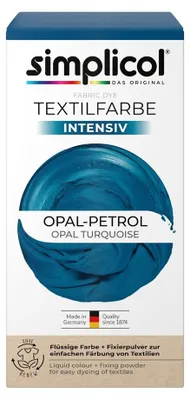 Produktbild von simplicol Textilfarbe intensiv Opal-Petrol | Einfaches Färben in der Waschmaschine | Flüssige Farbe & Fixierpulver | 1er Pack